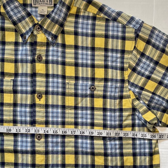 DULUTH Flannel Shirt Button Up Long Sleeve Yellow Blue Plaid Relaxed Mens XL - Picture 5 of 6